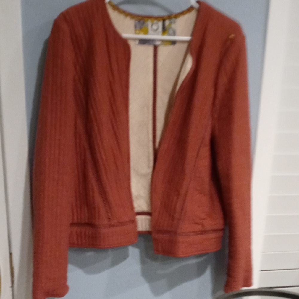 Anthro Rust Quilted Open Jacket - image 6